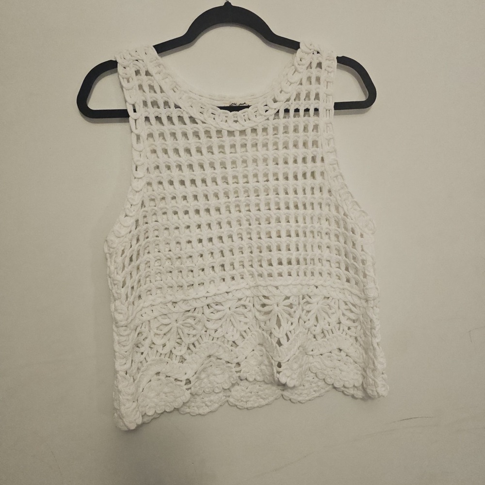 Ultra Pink Crochet White Womens Blouse Cottagecore Boho‎ Peasant